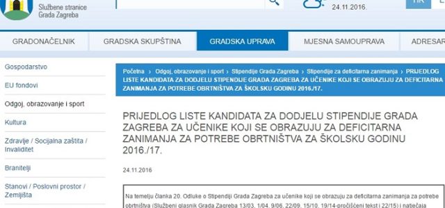 Utvđena lista kandidata za UČENIČKE STIPENDIJE Grada Zagreba, POGLEDAJTE LISTU