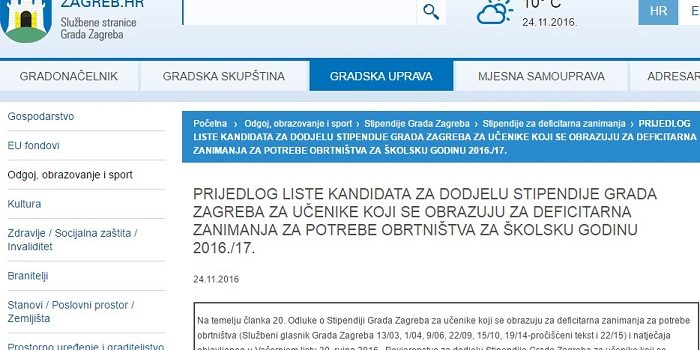 Utvđena lista kandidata za UČENIČKE STIPENDIJE Grada Zagreba, POGLEDAJTE LISTU