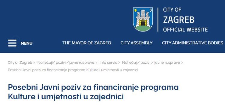 Grad Zagreb objavio Posebni javni poziv za financiranje programa kulture i umjetnosti u zajednici