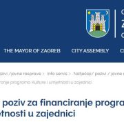 Grad Zagreb objavio Posebni javni poziv za financiranje programa kulture i umjetnosti u zajednici