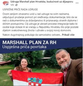 objava Marshall plan Hrvatske o povratnicima iz Peruao kojima su pomogli da dobiju državljanstvo